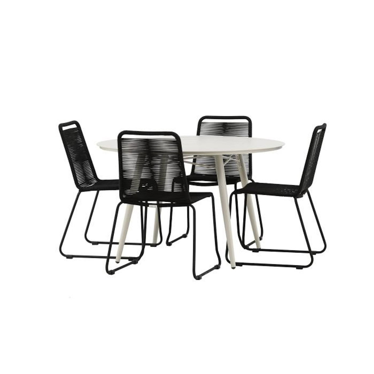 Paris Prix Ensemble Table de Jardin & 4 Chaises  Lina & Lindos  120cm Beige & Noir