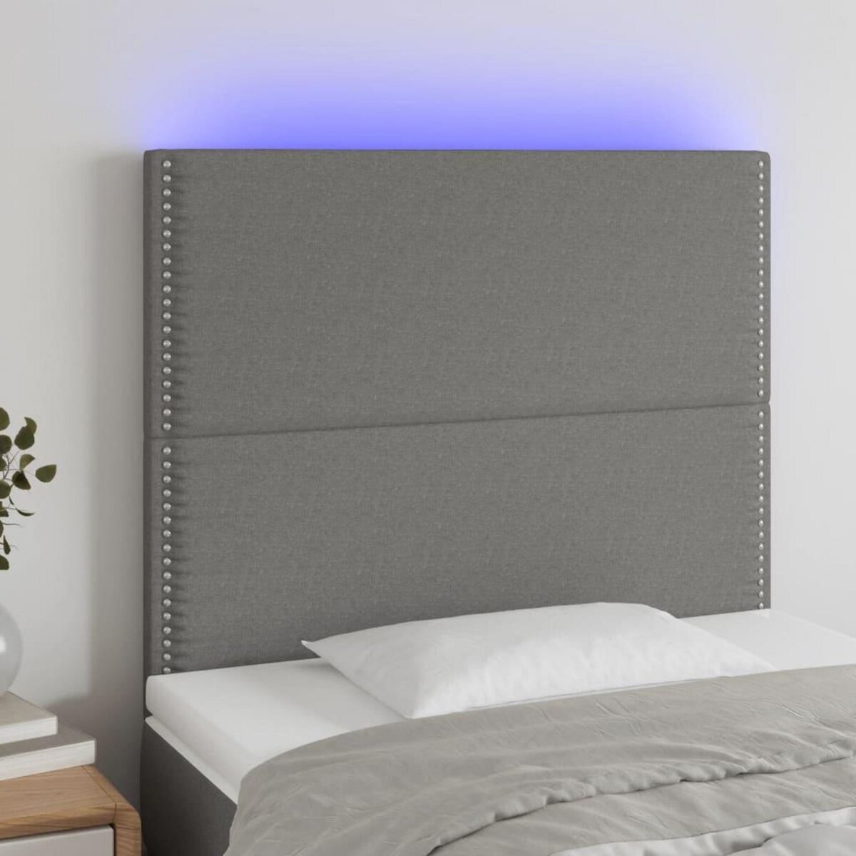 VIDAXL Tete de lit a LED Gris fonce 100x5x118/128 cm Tissu