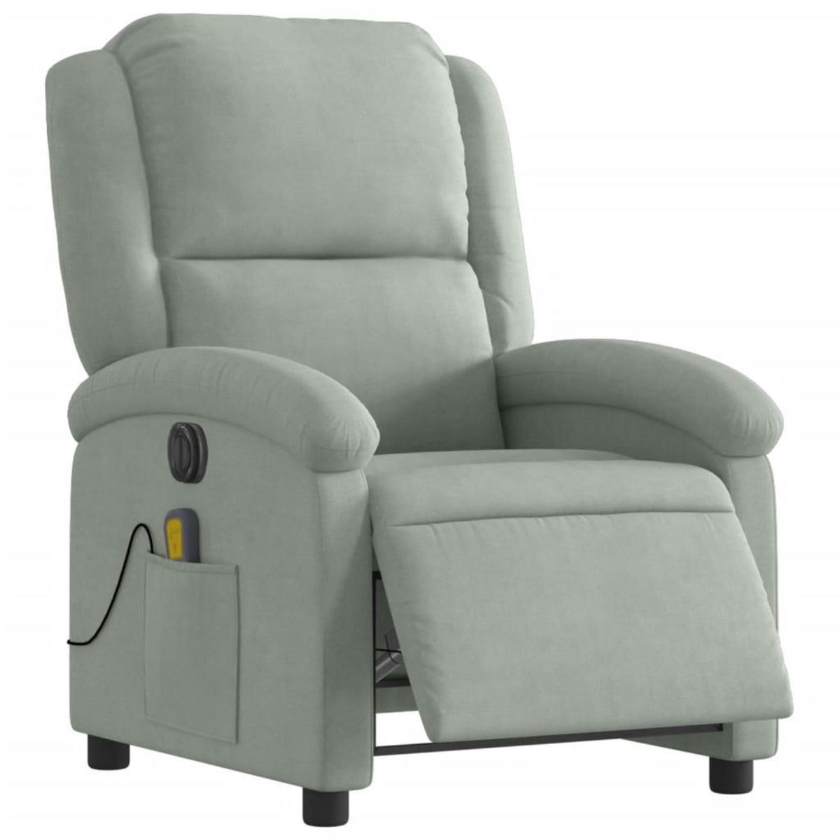 VIDAXL Fauteuil inclinable electrique de massage gris clair velours