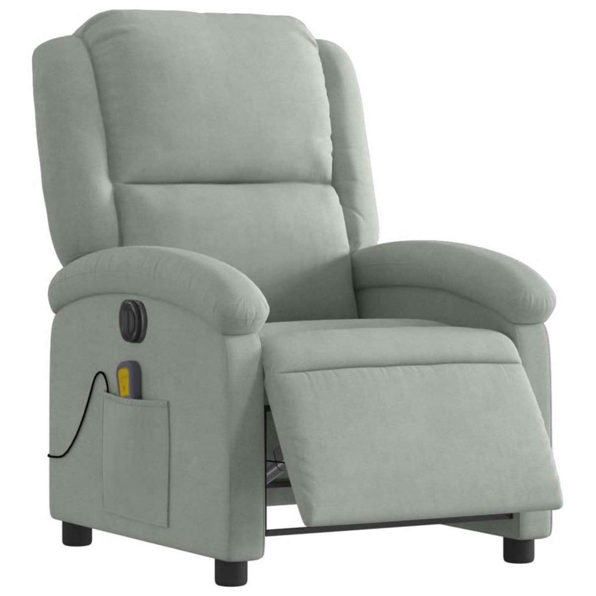 VIDAXL Fauteuil inclinable electrique de massage gris clair velours