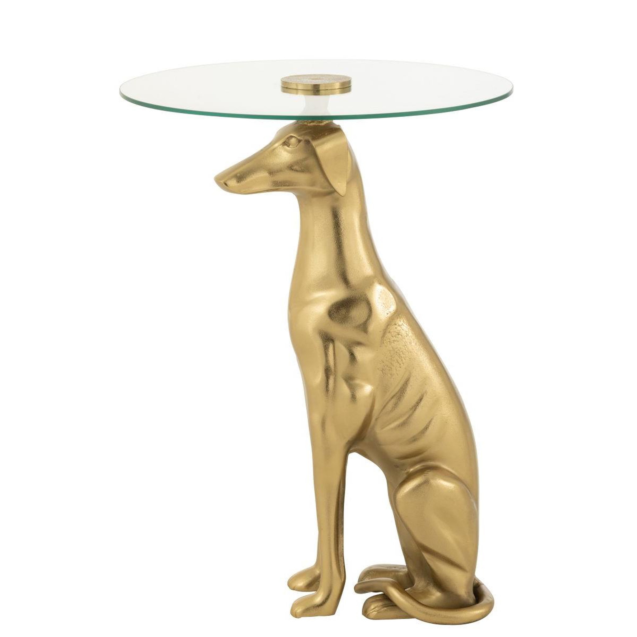 Voir la diapositive 5 : J-LINE Table d'Appoint en Verre  Dog  57cm Doré