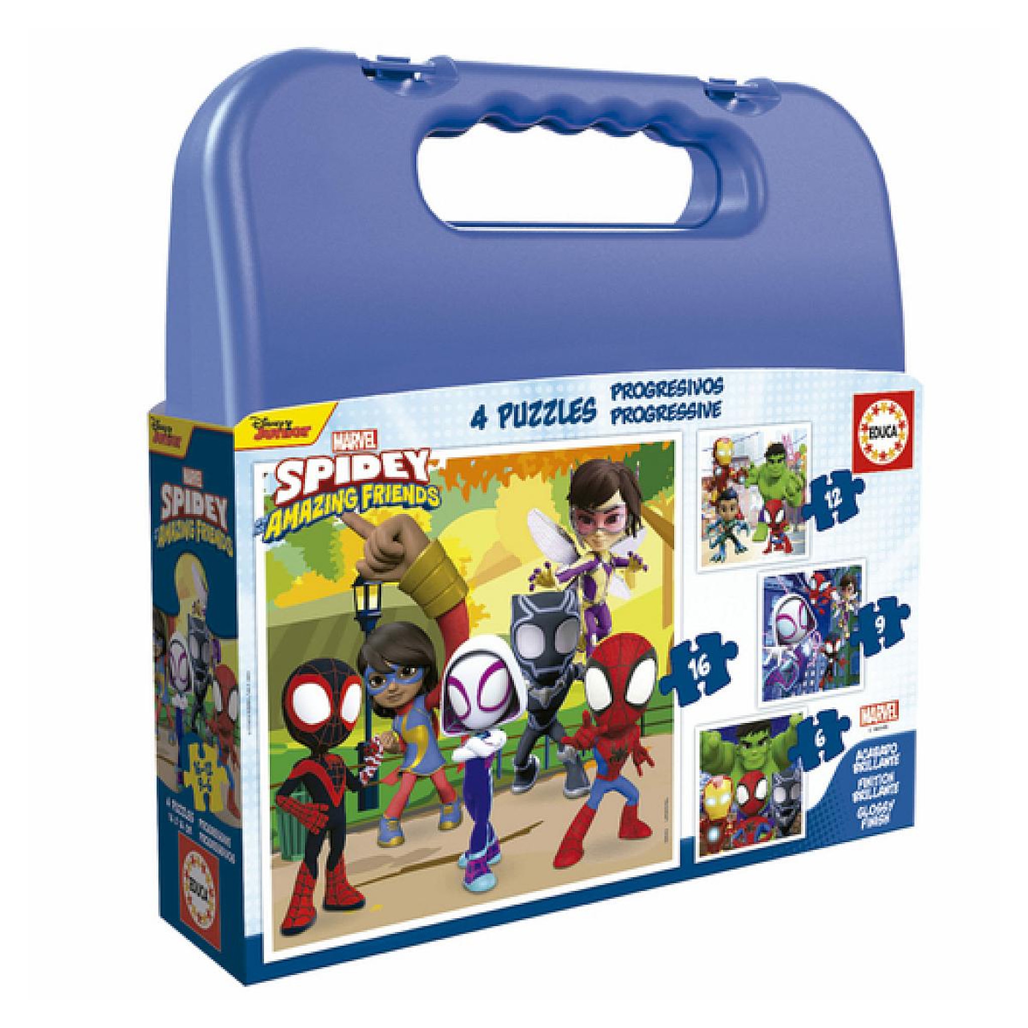 Voir la diapositive 1 : EDUCA Puzzles malette progressif spidey  6-9-12-16 pieces
