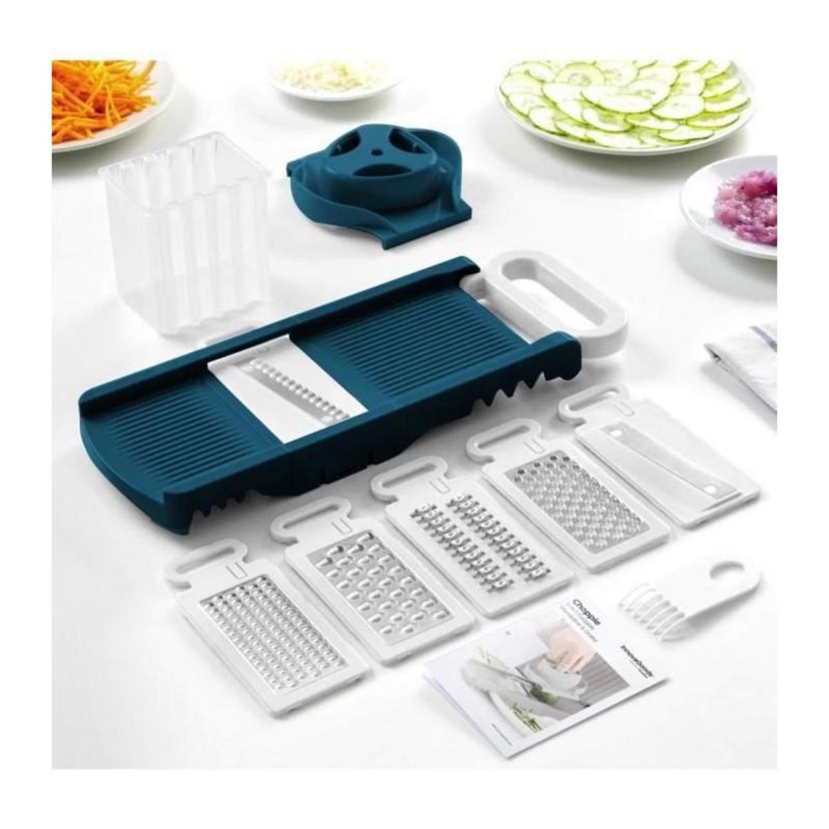 Arthur Martin Mandoline pliable - ARTHUR MARTIN - AMM530 - 6 en 1 - 3 Lames de râpes et 3 lames de coupes légumes - Acier inoxydable