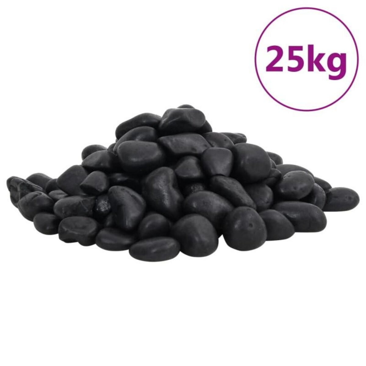 VIDAXL Galets polis 25 kg noir 2 5 cm
