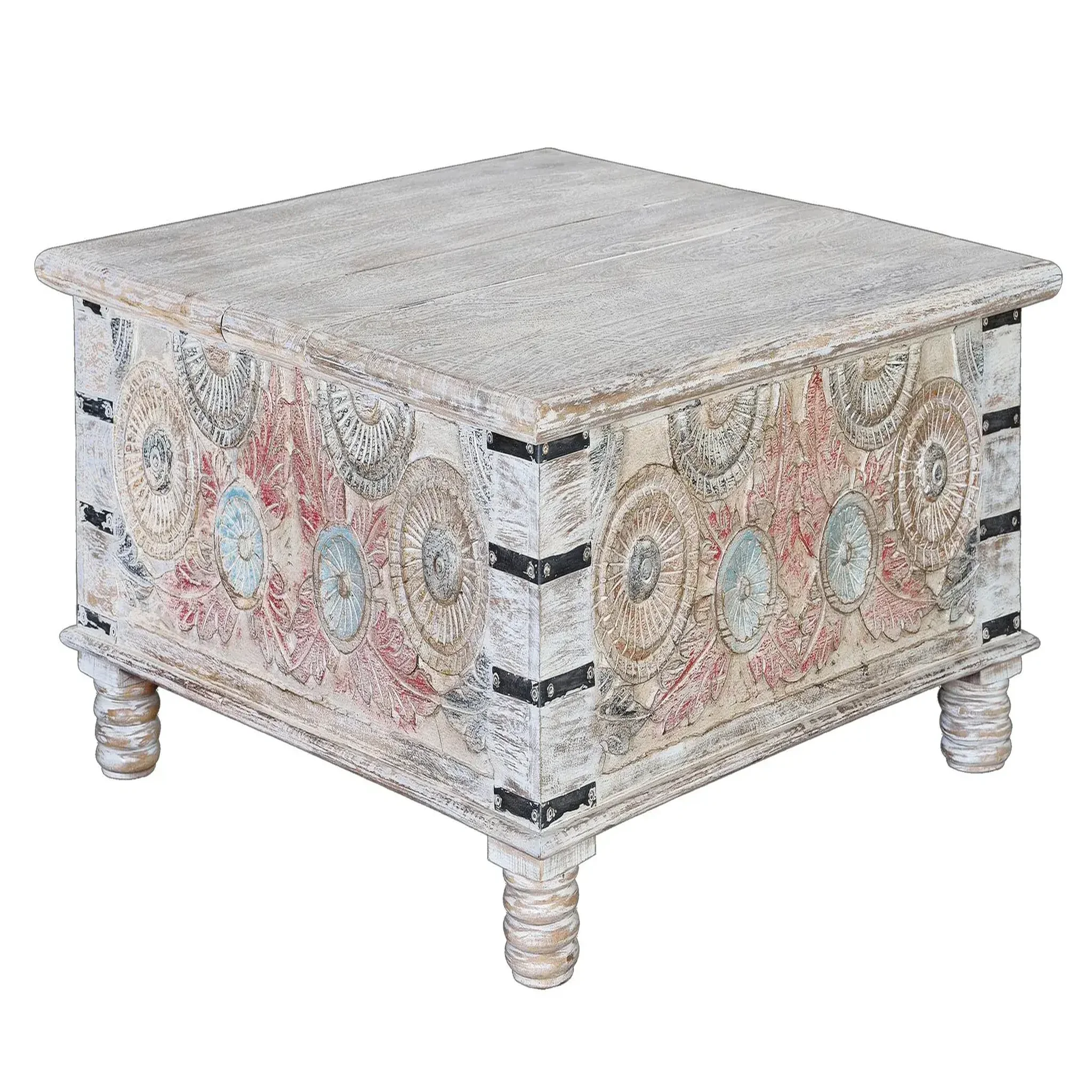 Voir la diapositive 3 : GINER Y COLOMER SL Table basse en bois de manguier 90 cm style ethnique rustique
