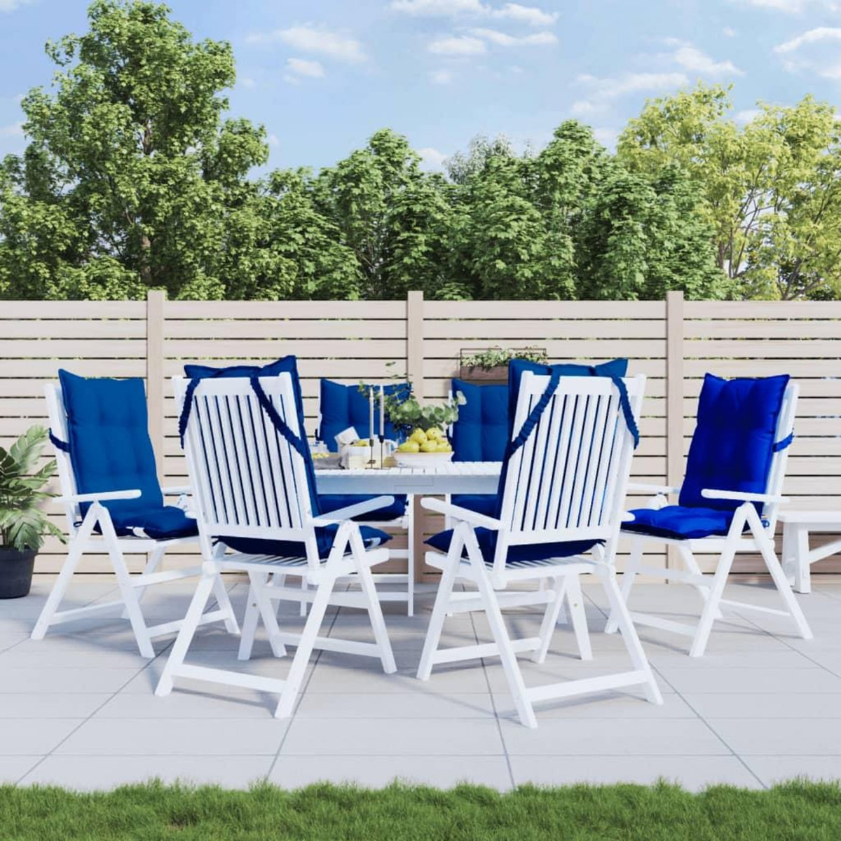 VIDAXL Coussins de chaise a dossier haut lot de 6 bleu royal