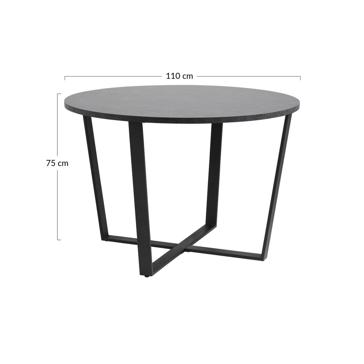 LISA DESIGN Aurora - table à manger ronde - effet marbre noir - 4 personnes