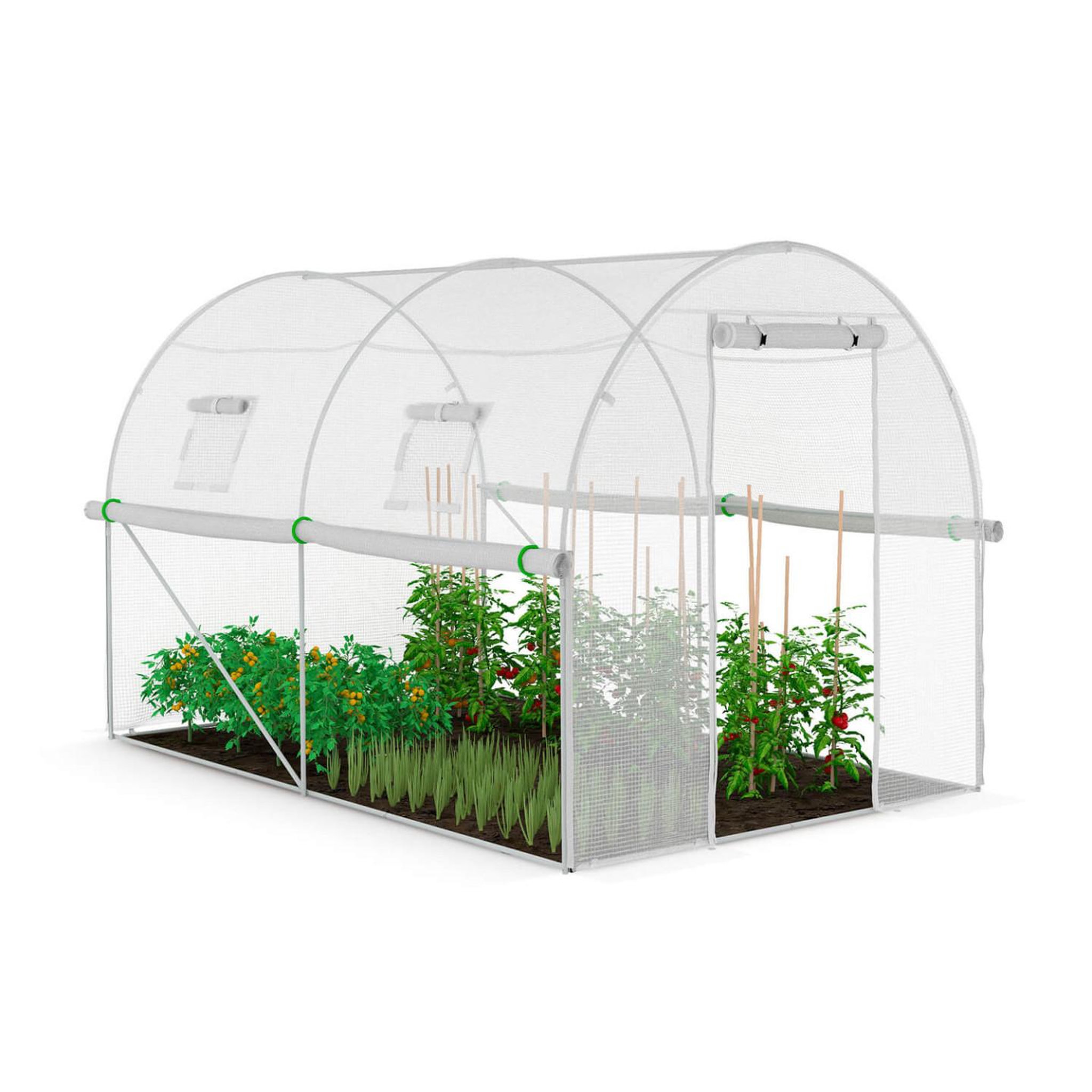 Voir la diapositive 3 : ID MARKET Bâche de rechange pour serre de jardin tunnel 6m² 3 x 2 x 2 m anti-UV avec porte et fenêtres ROMA blanche toutes saisons