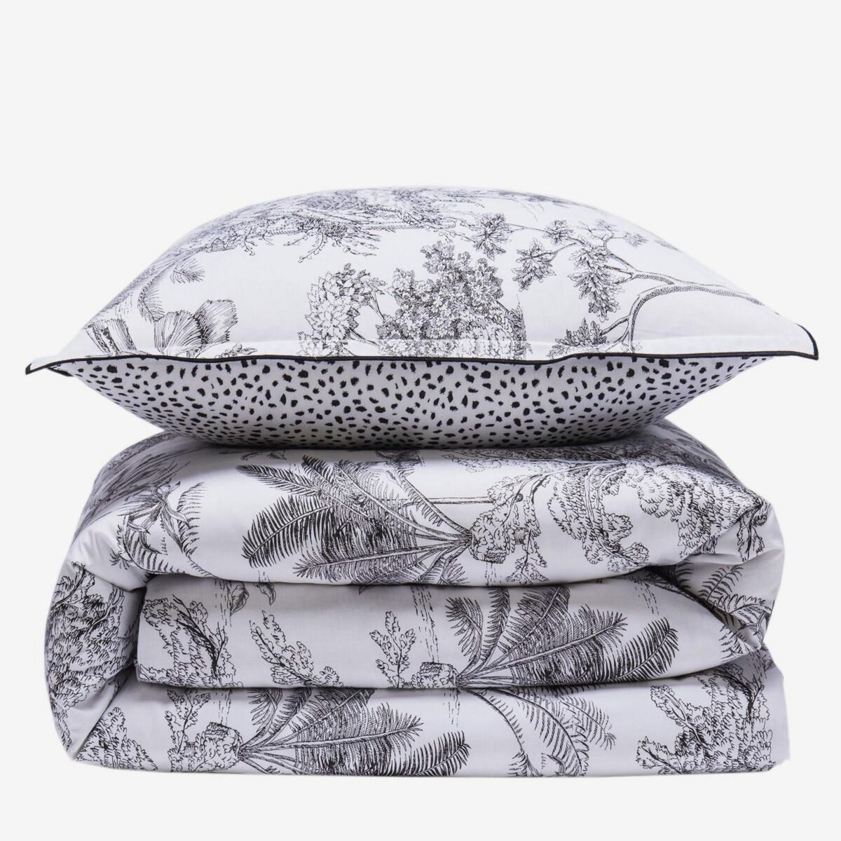 FUTURE HOME Parure de lit 2 personnes en coton 57 fils imprimé blanc