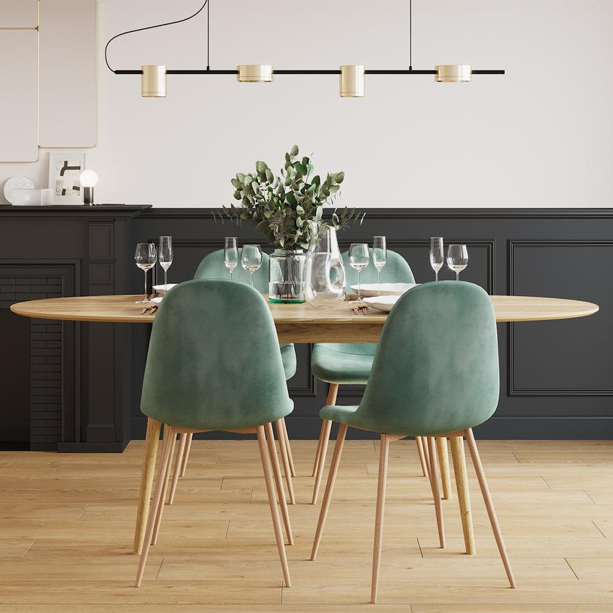 Voir la diapositive 5 : MAISON PAVANE Lot de 2 chaises en velours vert d'eau-fredrik
