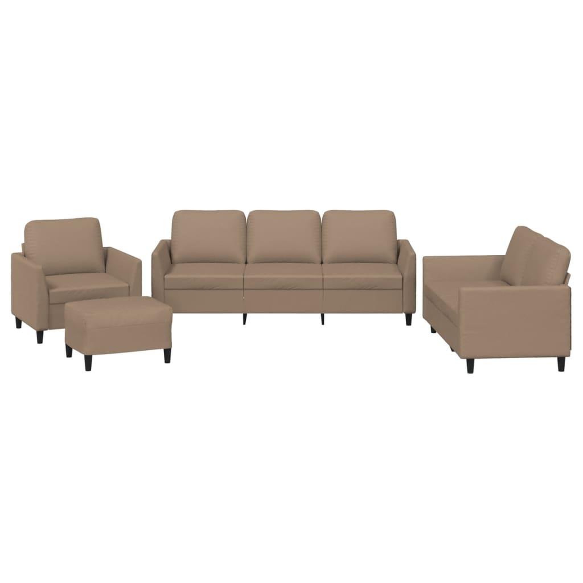 Voir la diapositive 2 : VIDAXL Ensemble de canapes 4 pcs avec coussins Cappuccino Similicuir