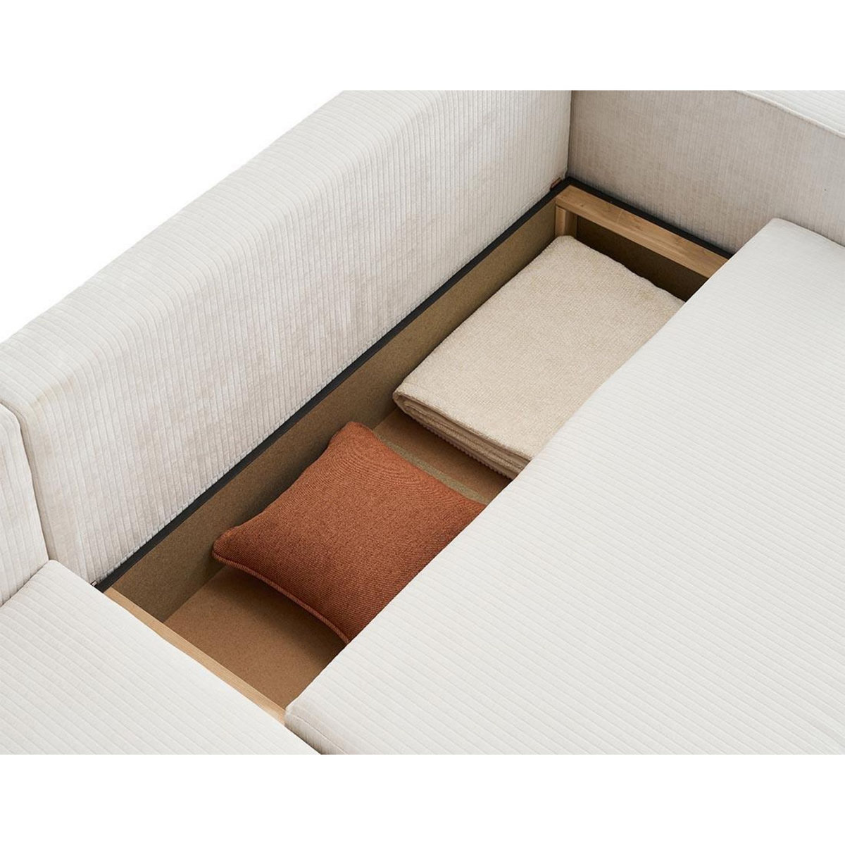 BEST MOBILIER Topaze - canapé d'angle réversible - 4 places - convertible avec coffre - en velours côtelé plat