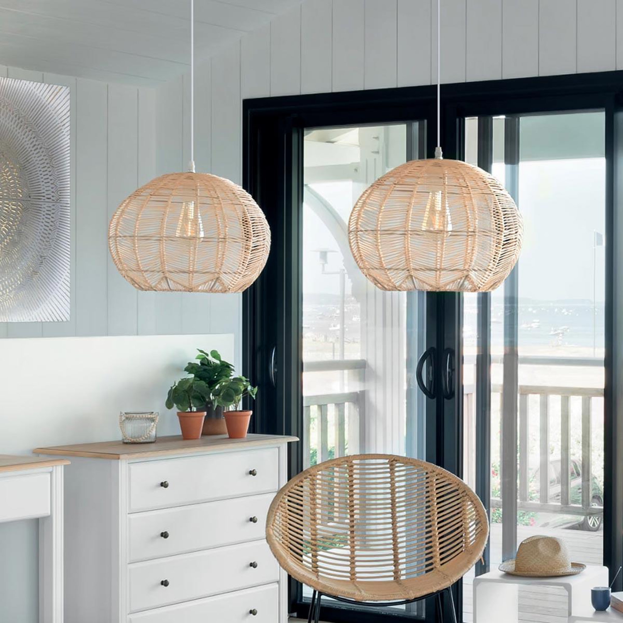 Voir la diapositive 4 : ATMOSPHERA Lampe suspension  hipic  32cm beige