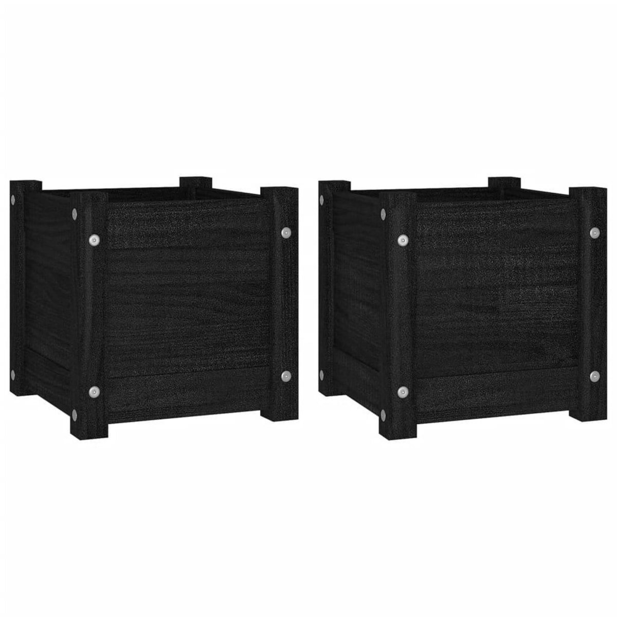 VIDAXL Jardinieres d'exterieur 2 pcs Noir 31x31x31 cm Bois de pin