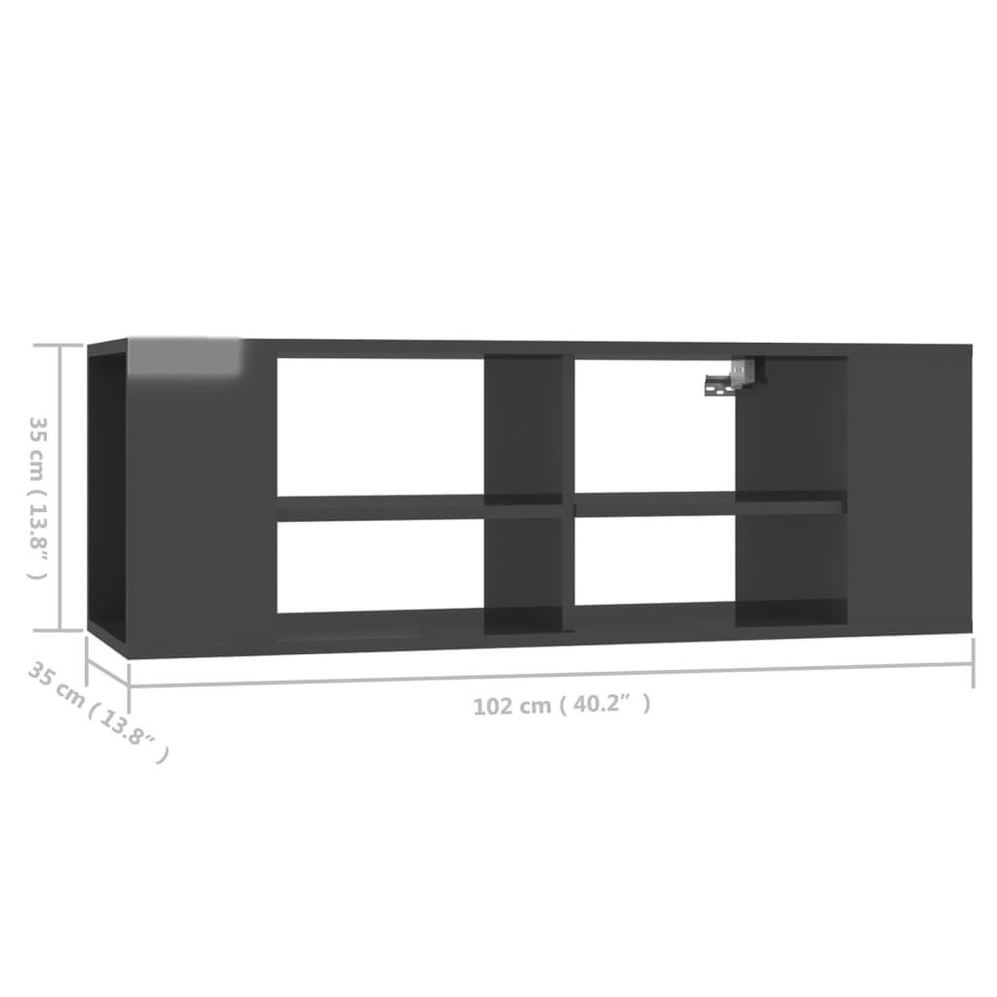 Voir la diapositive 6 : VIDAXL Meuble TV mural Gris brillant 102x35x35 cm Bois d'ingenierie