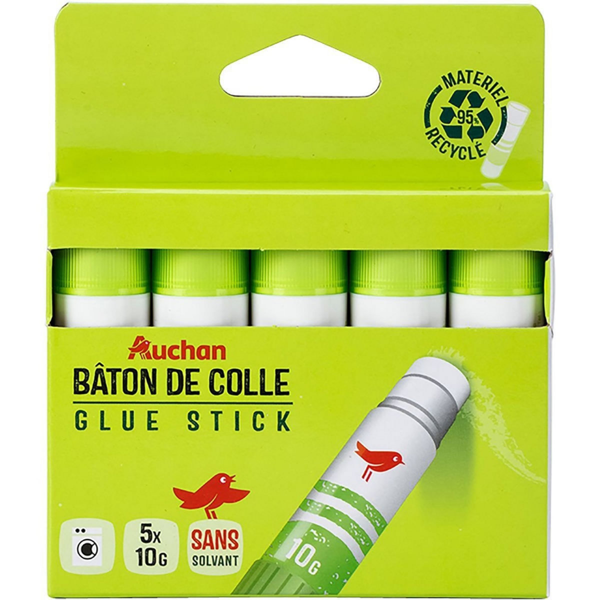 AUCHAN Lot de 5 bâtons de colle 10g en matière recyclée pas cher ...