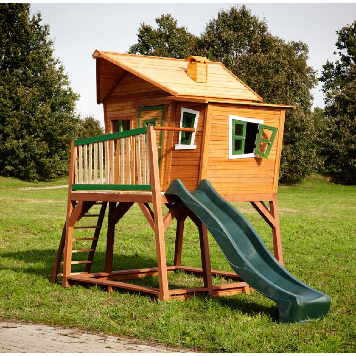 PRAGMA Aire de jeux avec toboggan et bac à sable-Bois- 2,88m