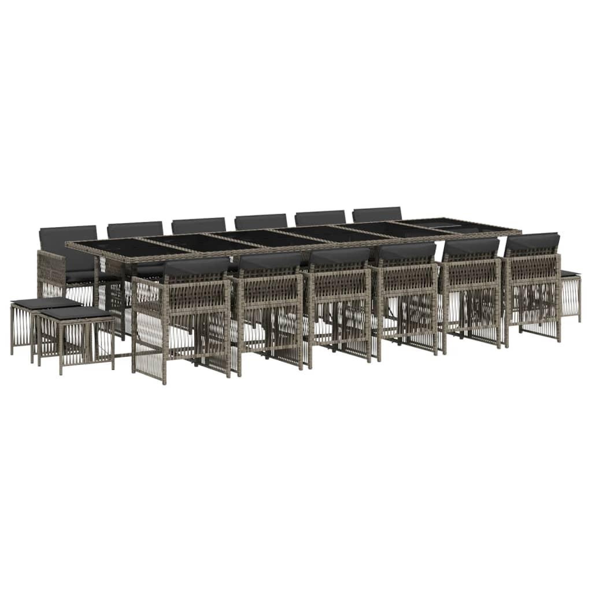 Voir la diapositive 2 : VIDAXL Ensemble a manger de jardin 17 pcs et coussins resine tressee