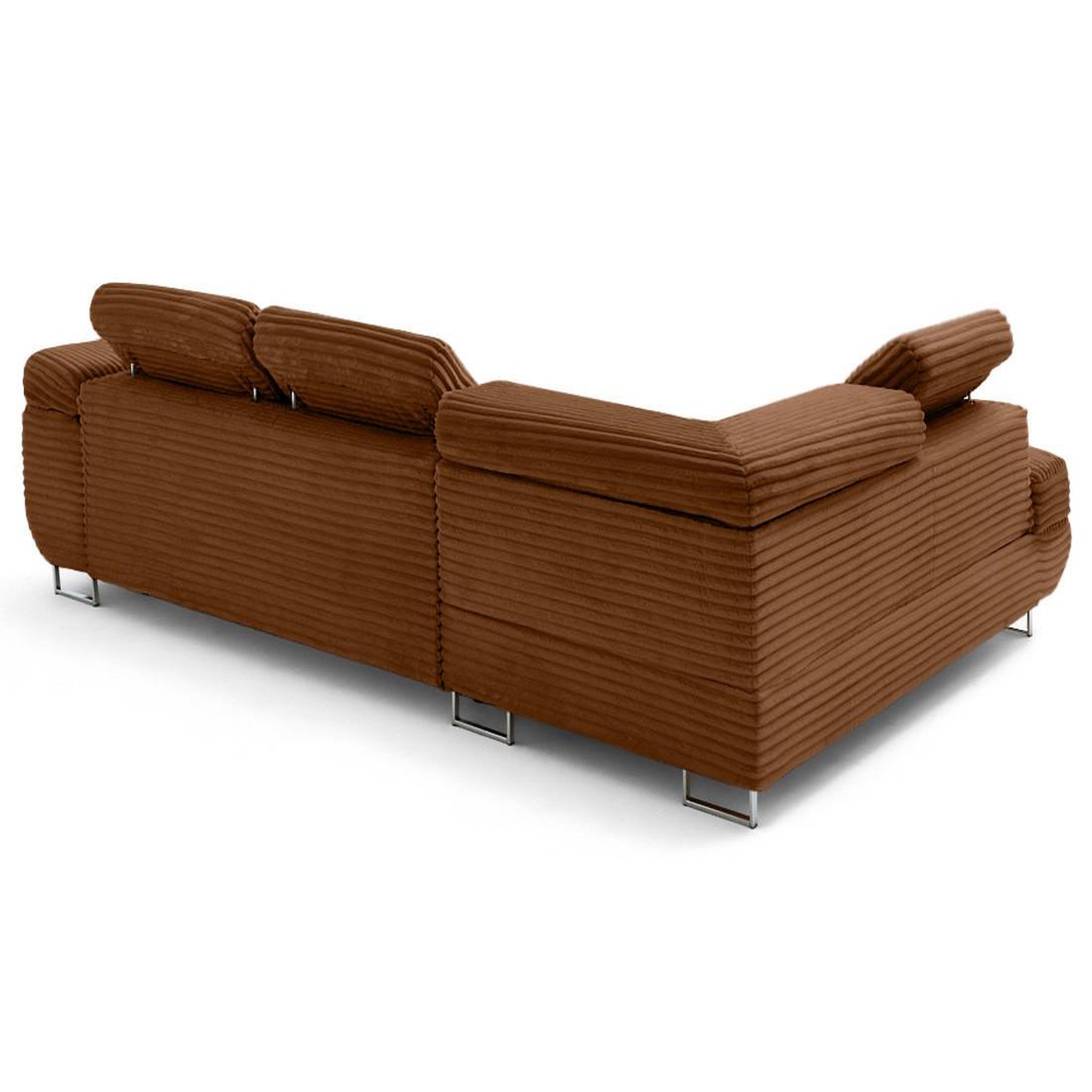 Voir la diapositive 4 : LISA DESIGN Zaria - canapé d'angle gauche 5 places convertible avec coffre et têtières en velours côtelé grosses côtes