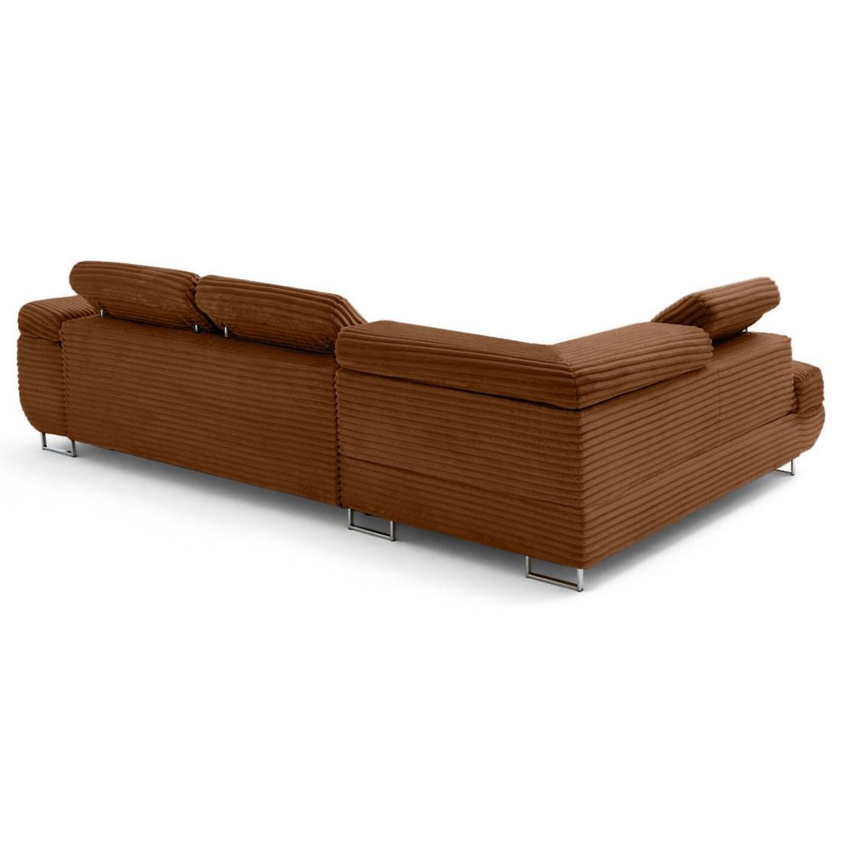 LISA DESIGN Zaria - canapé d'angle gauche 5 places convertible avec coffre et têtières en velours côtelé grosses côtes