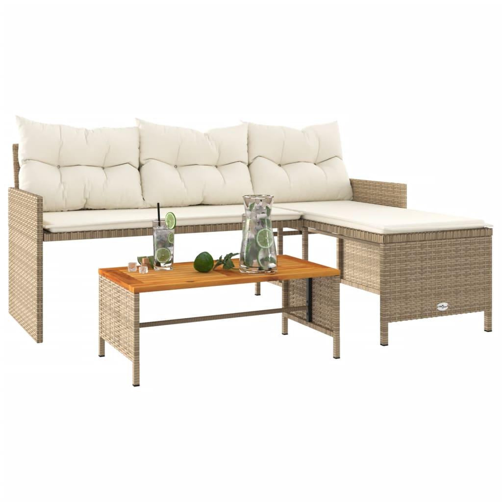 Voir la diapositive 4 : VIDAXL Canape de jardin avec table et coussins en forme de L beige