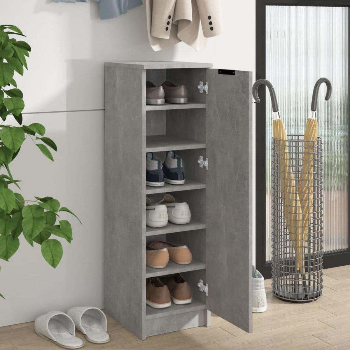 VIDAXL Armoire a chaussures Gris beton 30x35x100 cm Bois d'ingenierie