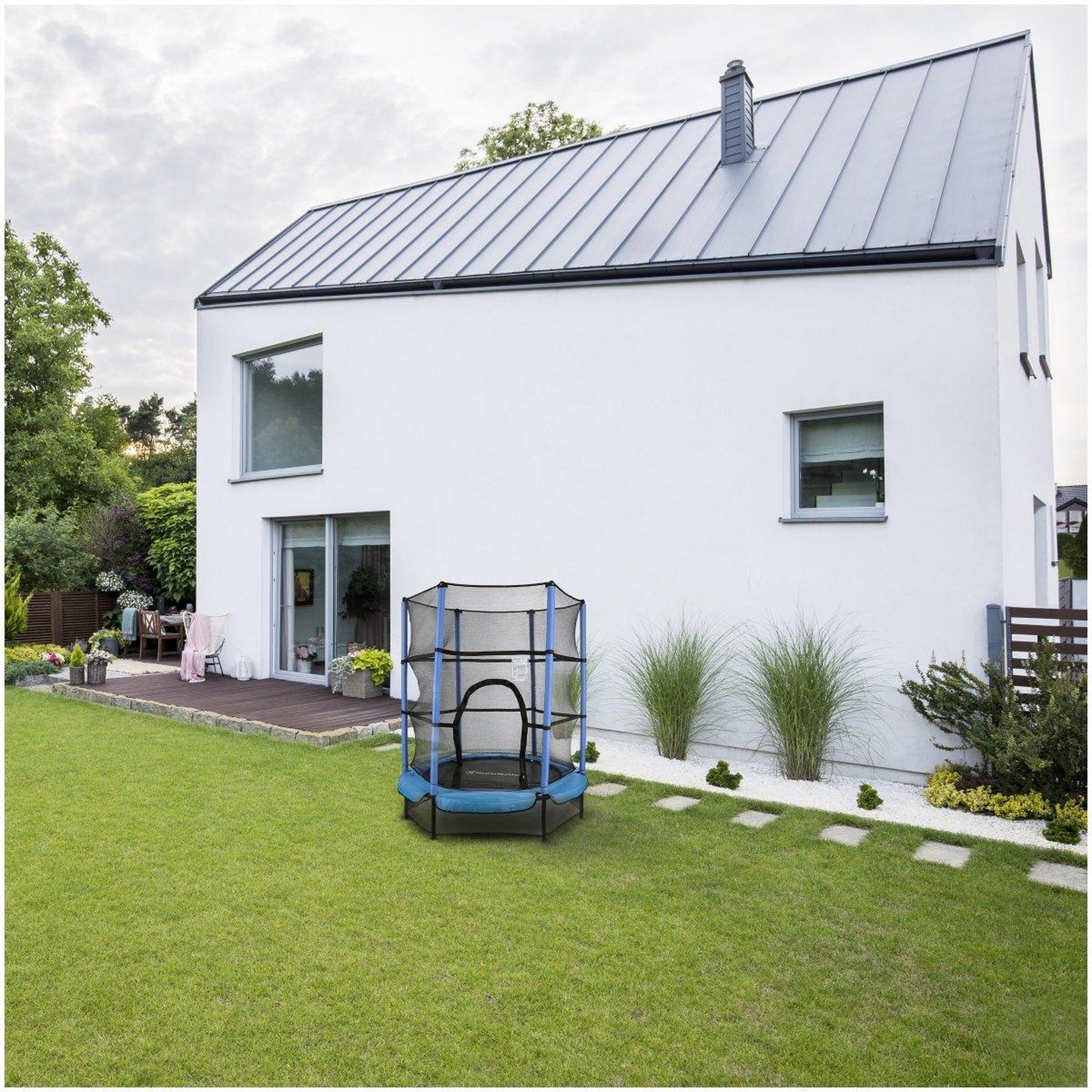 Voir la diapositive 4 : HYPERMOTION Trampoline Enfant HyperMotion Ø 140 cm avec Filet de Sécurité, dès 3 Ans