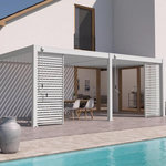 Chalet & jardin Pergola bioclimatique - Ombréa - adossée - 3x6M - Blanc - Version 2 - 300x600x258 cm