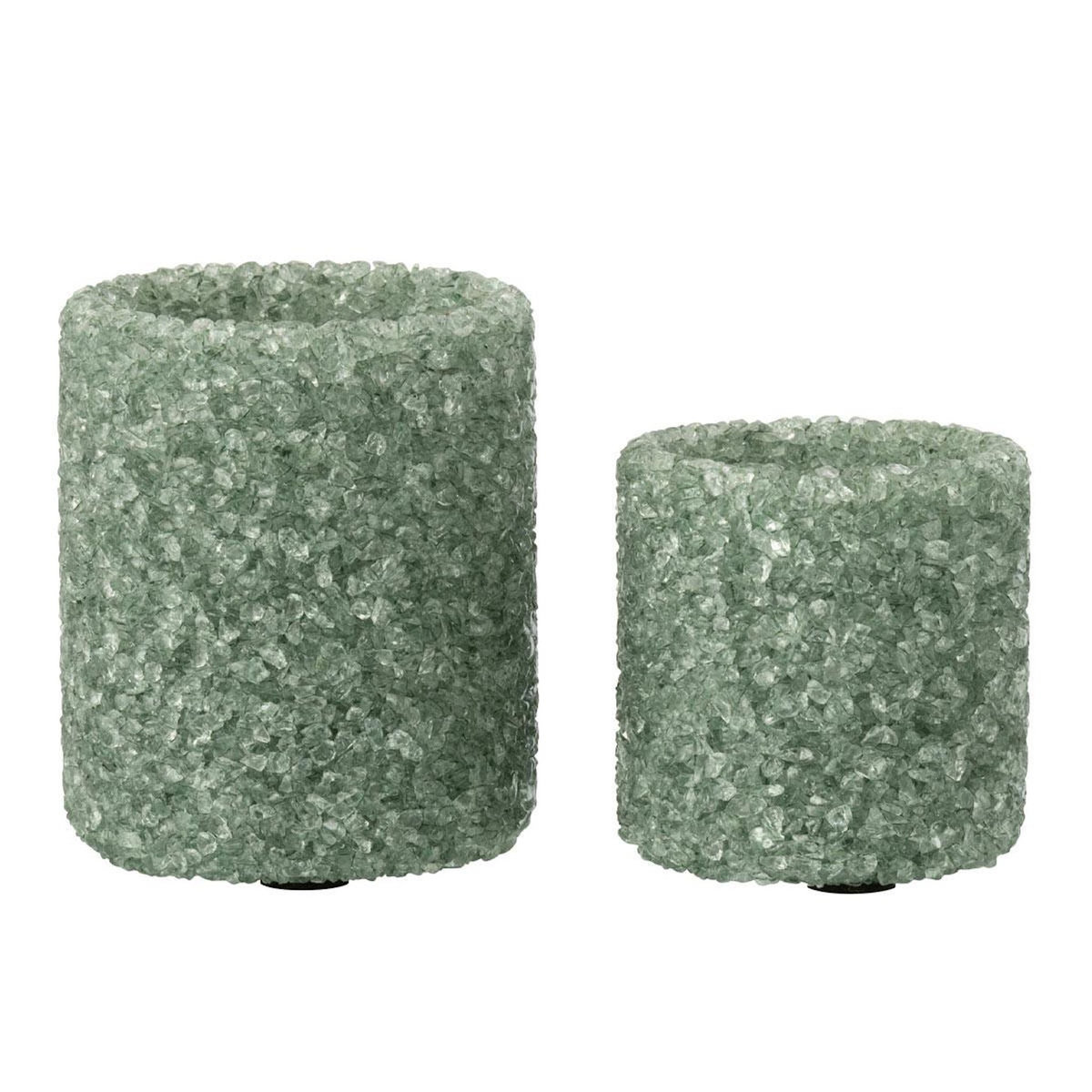 Paris Prix Lot de 2 Photophores en Verre  Pierre  9cm Vert