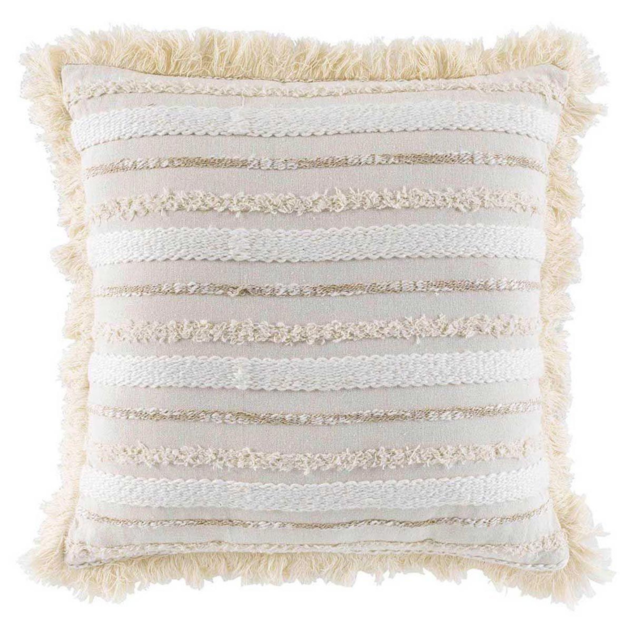 Douceur d'Intérieur Coussin déco à franges  atlas  40x40cm naturel