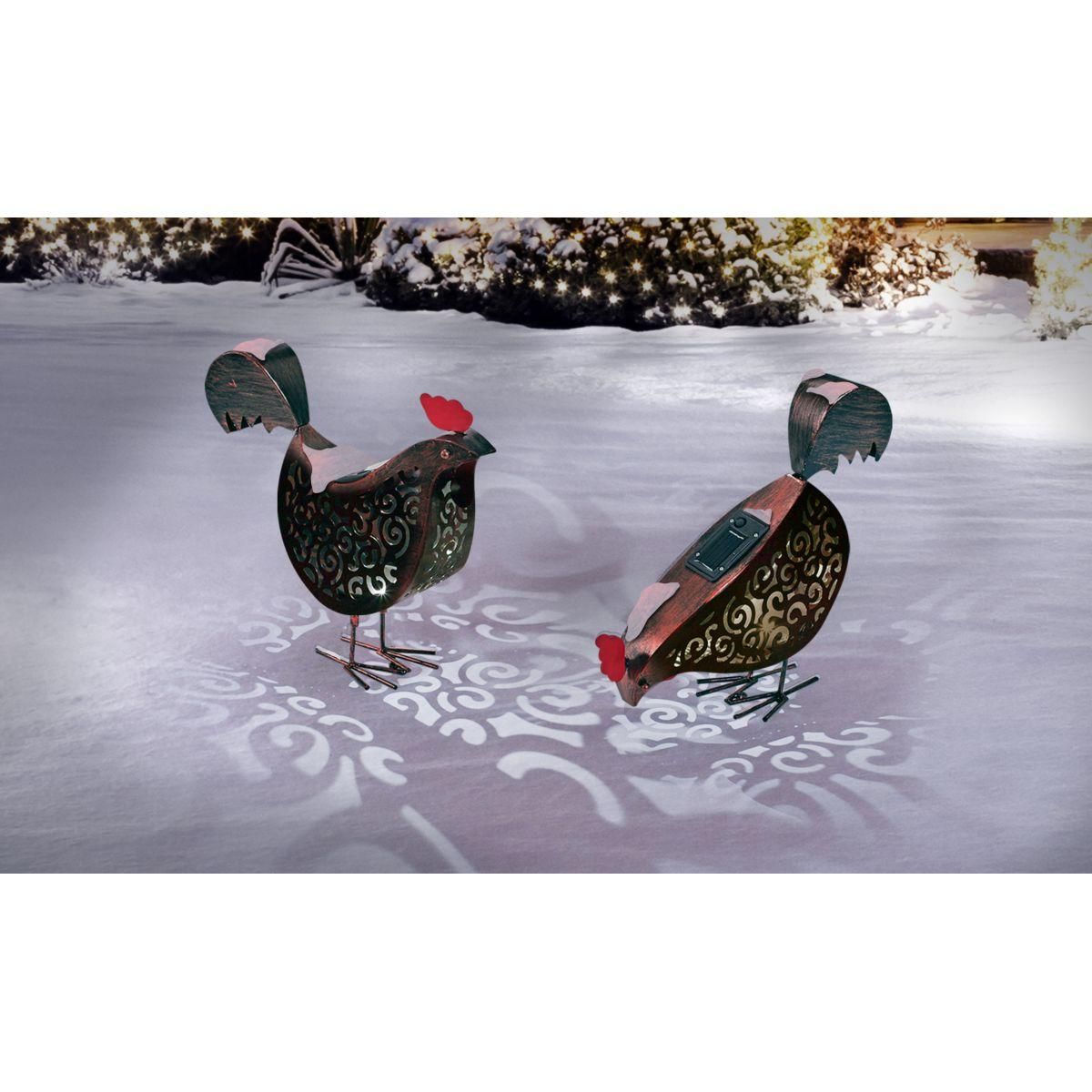 Inkazen Lot de 2 poules solaires décoratives de jardin Bronze