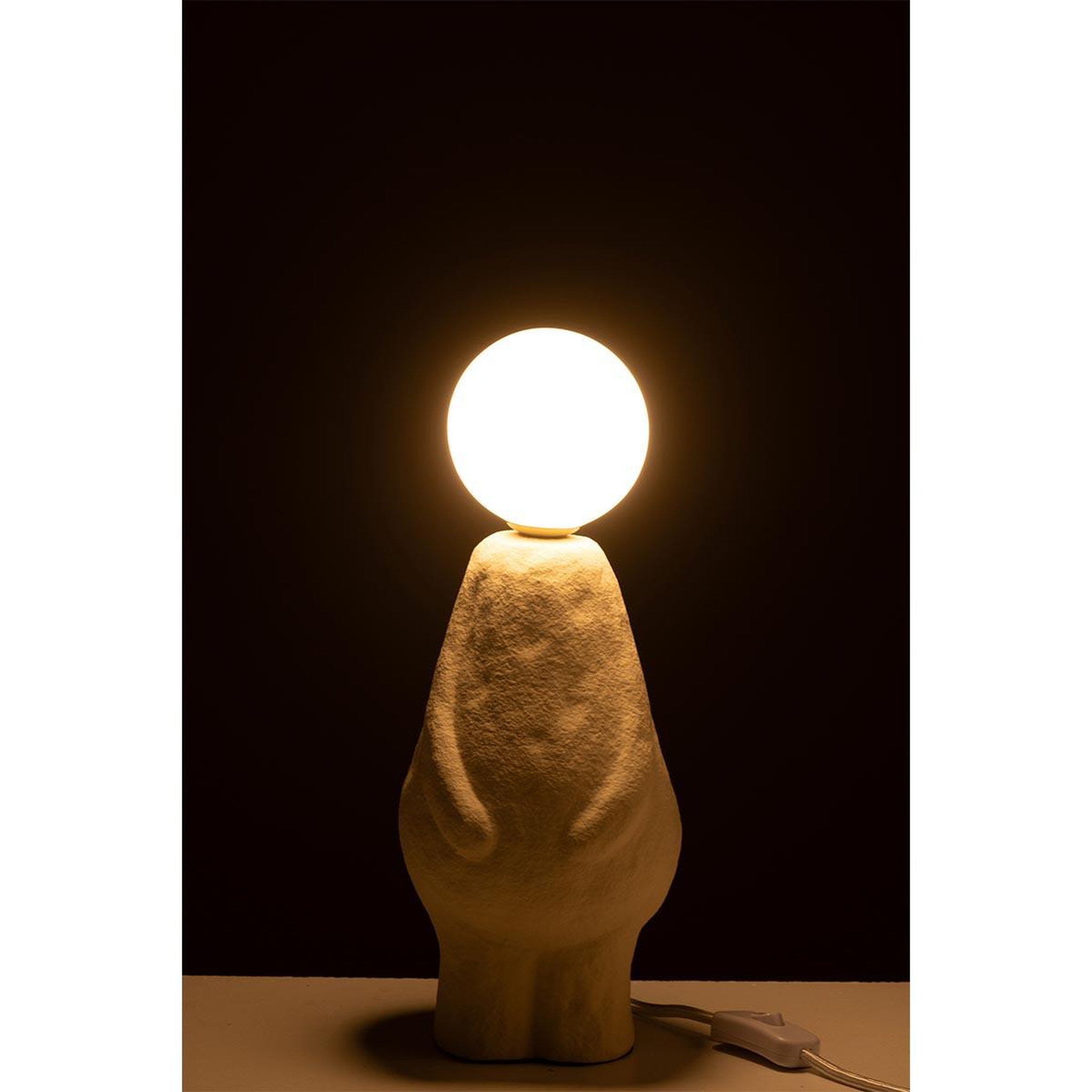 Voir la diapositive 3 : J-LINE Lampe à Poser Déco  Bonhomme  35cm Beige