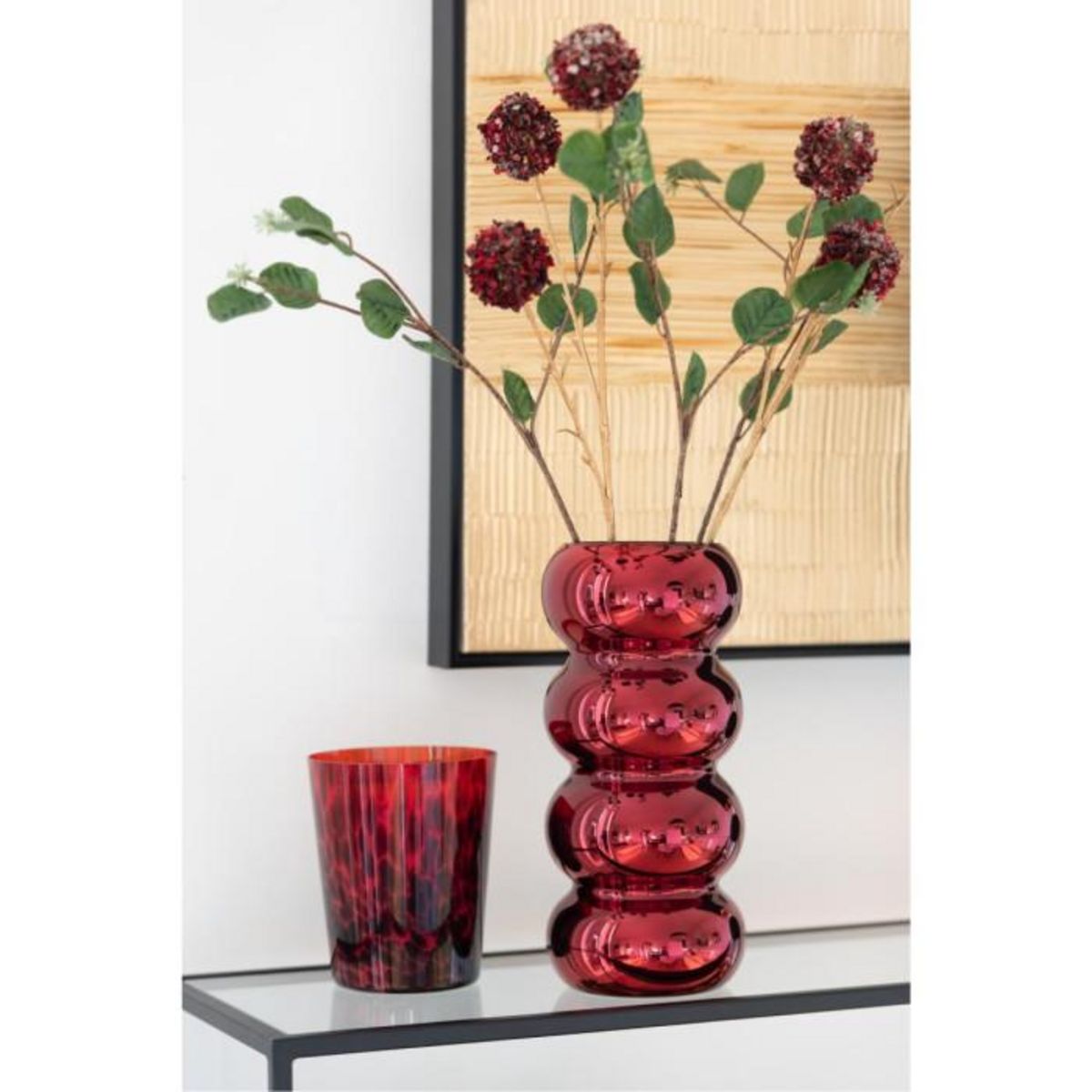 Paris Prix Vase Design Chenille  Cléa  30cm Rouge Foncé