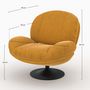 Voir la diapositive 4 : Rendez vous déco Fauteuil pivotant en tissu effet velours jaune moutarde - Ricci