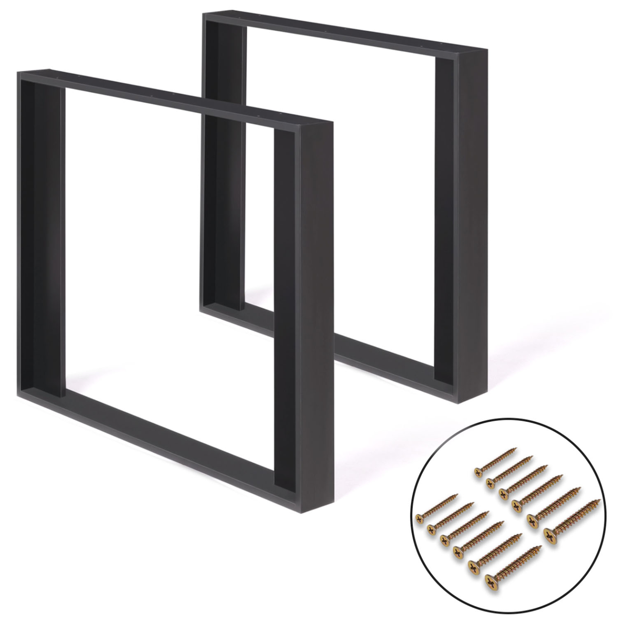 ID MARKET Lot de 2 pieds de table carré PHOENIX noir 75 cm