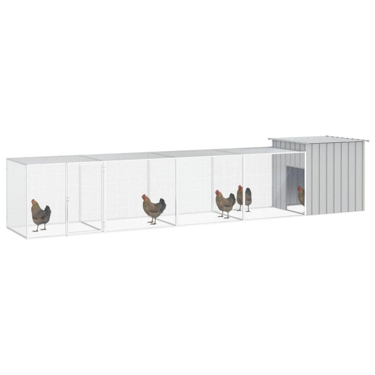 VIDAXL Cage pour poules Gris 500x91x100 cm Acier galvanise