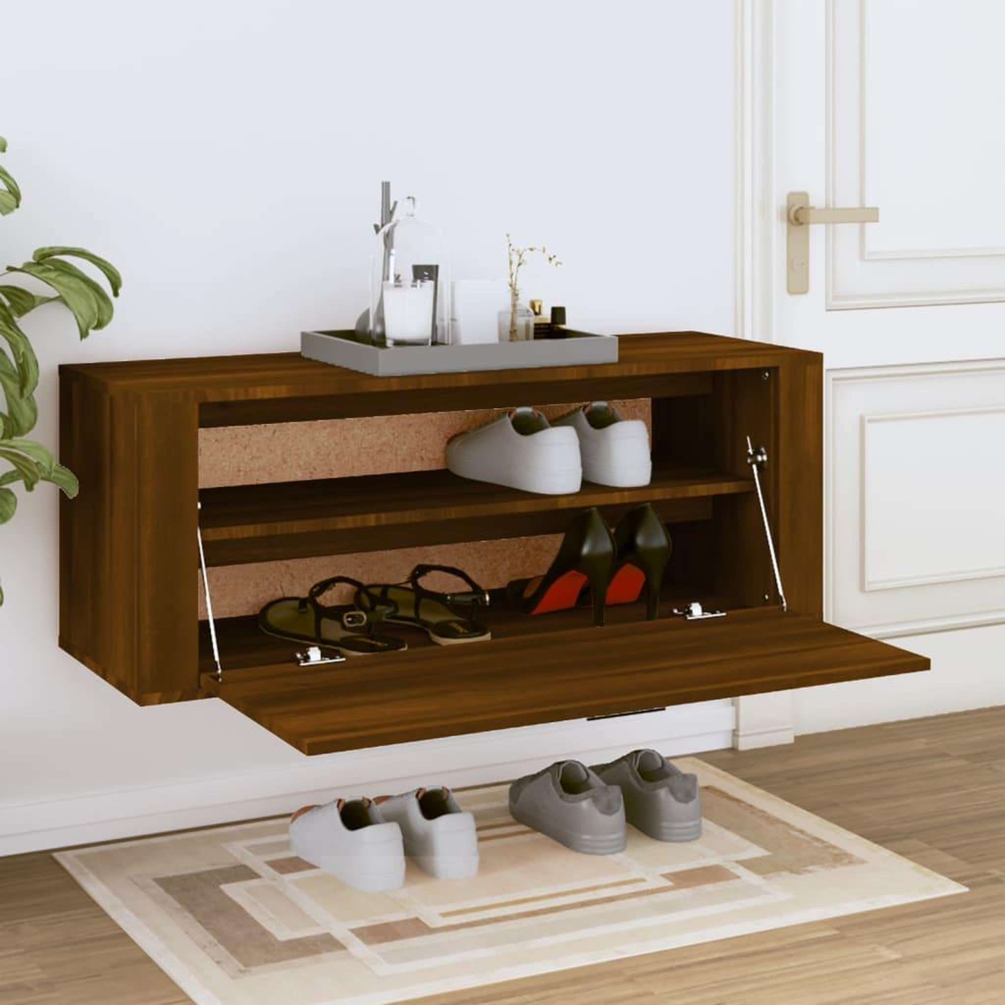 Voir la diapositive 3 : VIDAXL Armoire a chaussures murale Chene marron 100x35x38 cm