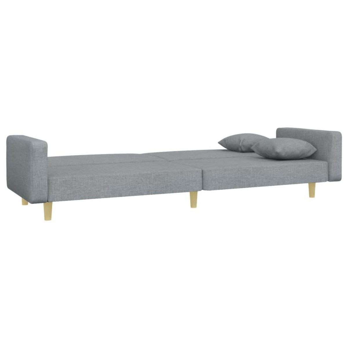 VIDAXL Canape-lit a 2 places avec repose-pied gris clair tissu