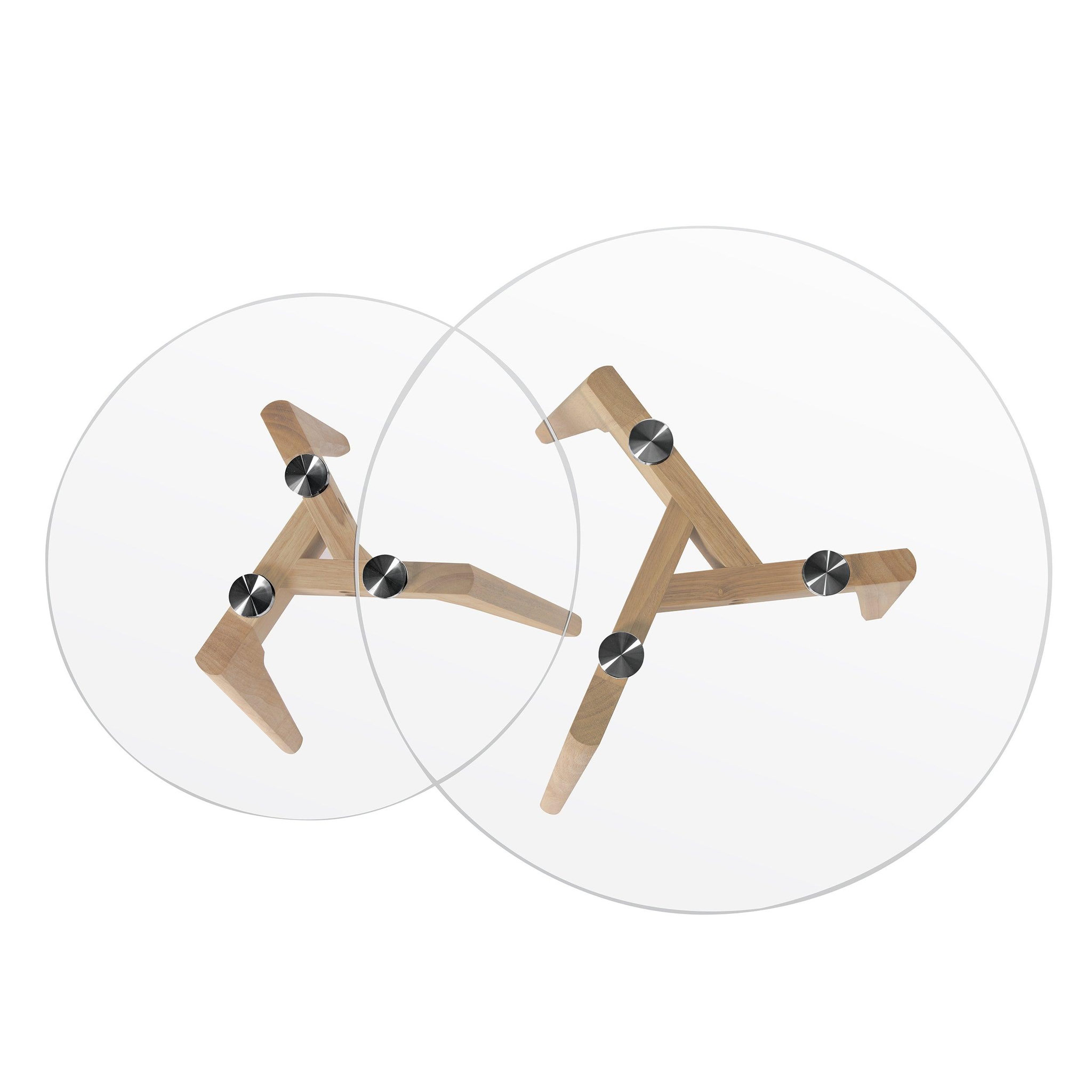 Voir la diapositive 6 : MAISON PAVANE Tables basses rondes en verre et bois d'hévéa (lot de 2)-vénus