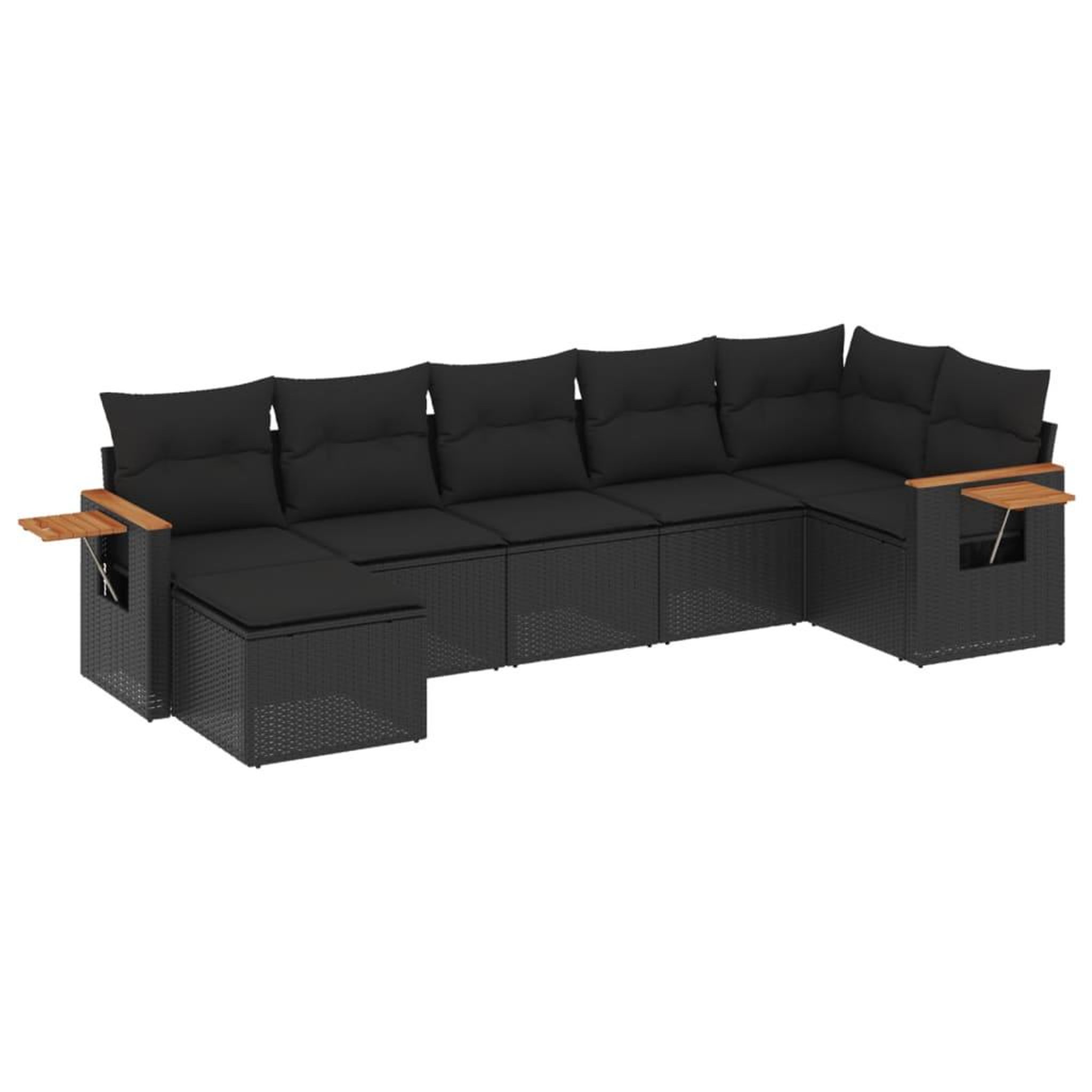 Voir la diapositive 2 : VIDAXL Salon de jardin 7 pcs avec coussins noir resine tressee