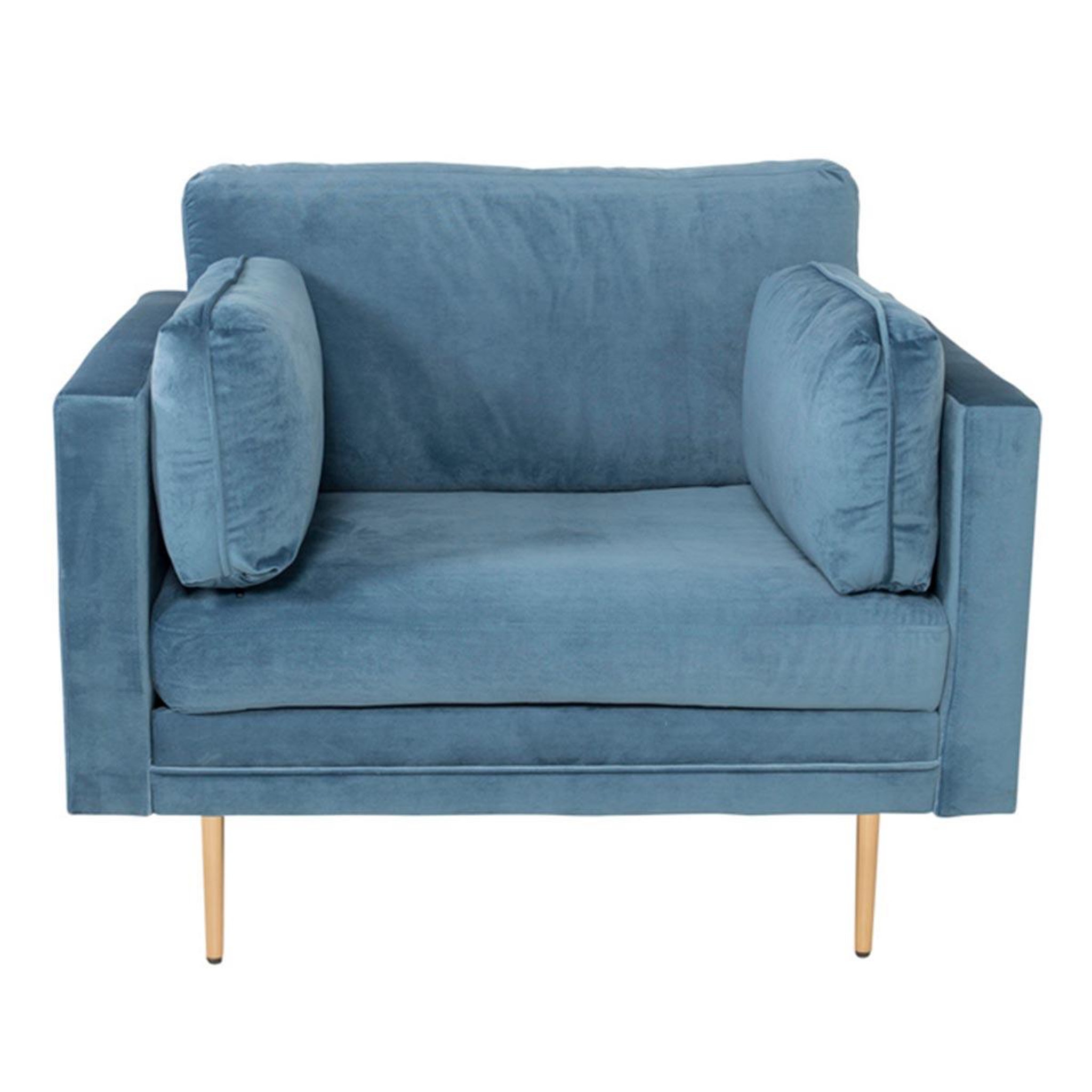 Paris Prix Fauteuil design en velours  boom  110cm bleu