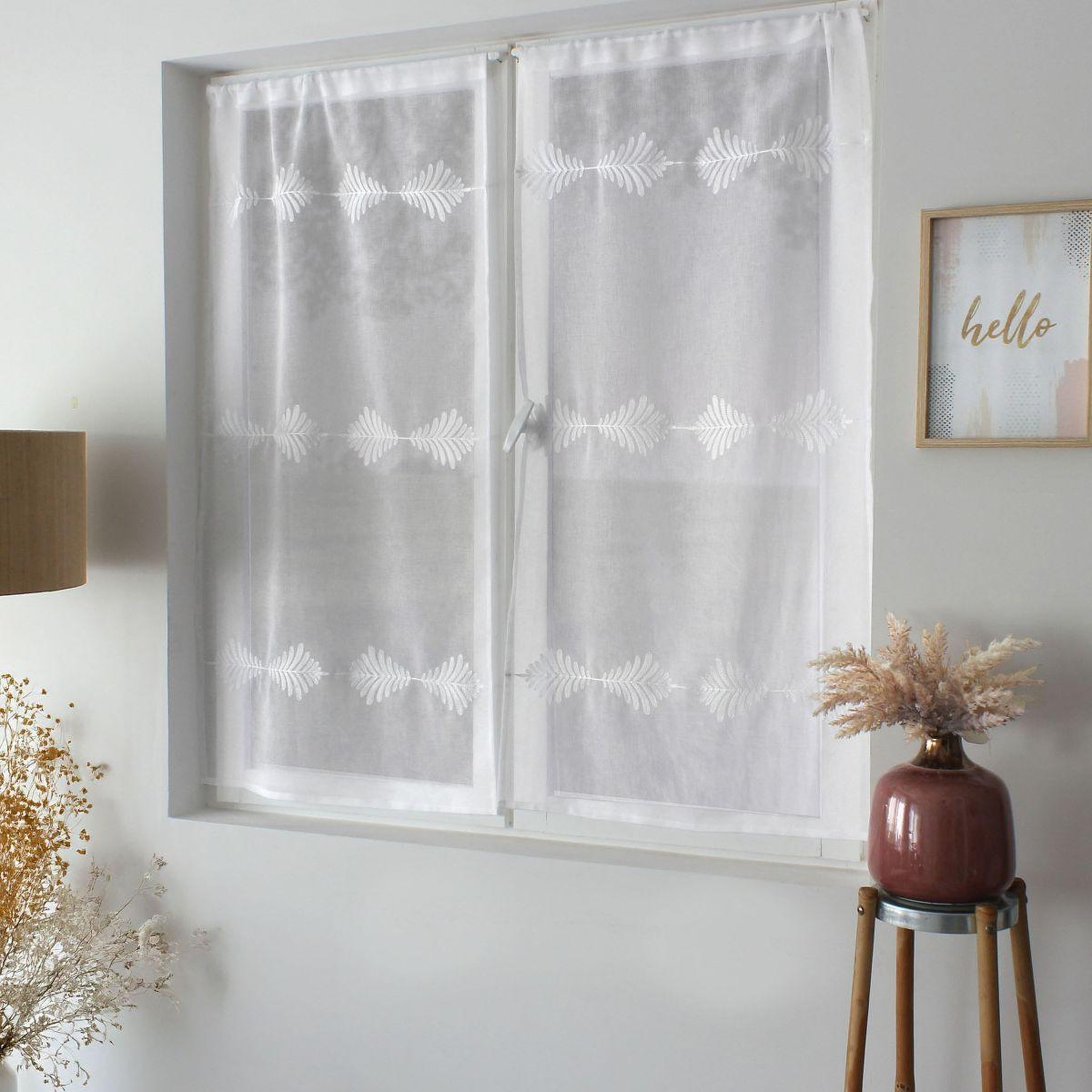 ENJOY HOME Paire de Voilage Brodé  Ebène  60x120cm Blanc