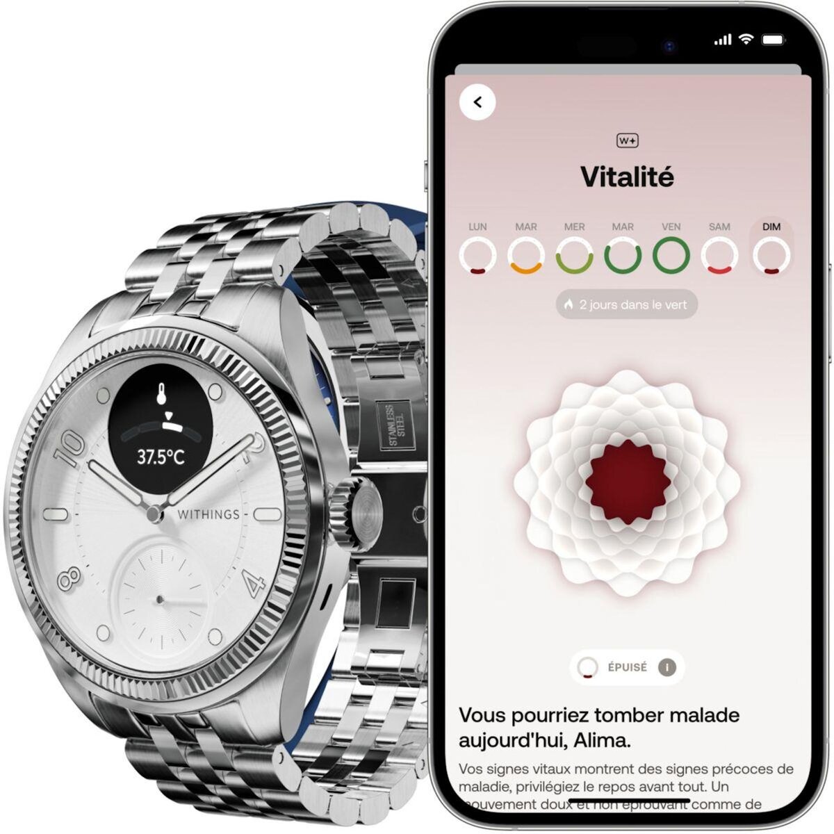 WITHINGS Montre santé Scanwatch Nova Brilliant 39mm Titanium