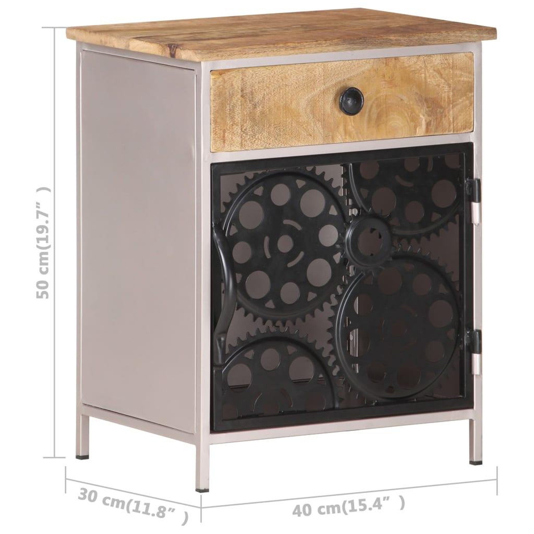 Voir la diapositive 6 : VIDAXL Table de chevet 40x30x50 cm bois de manguier brut