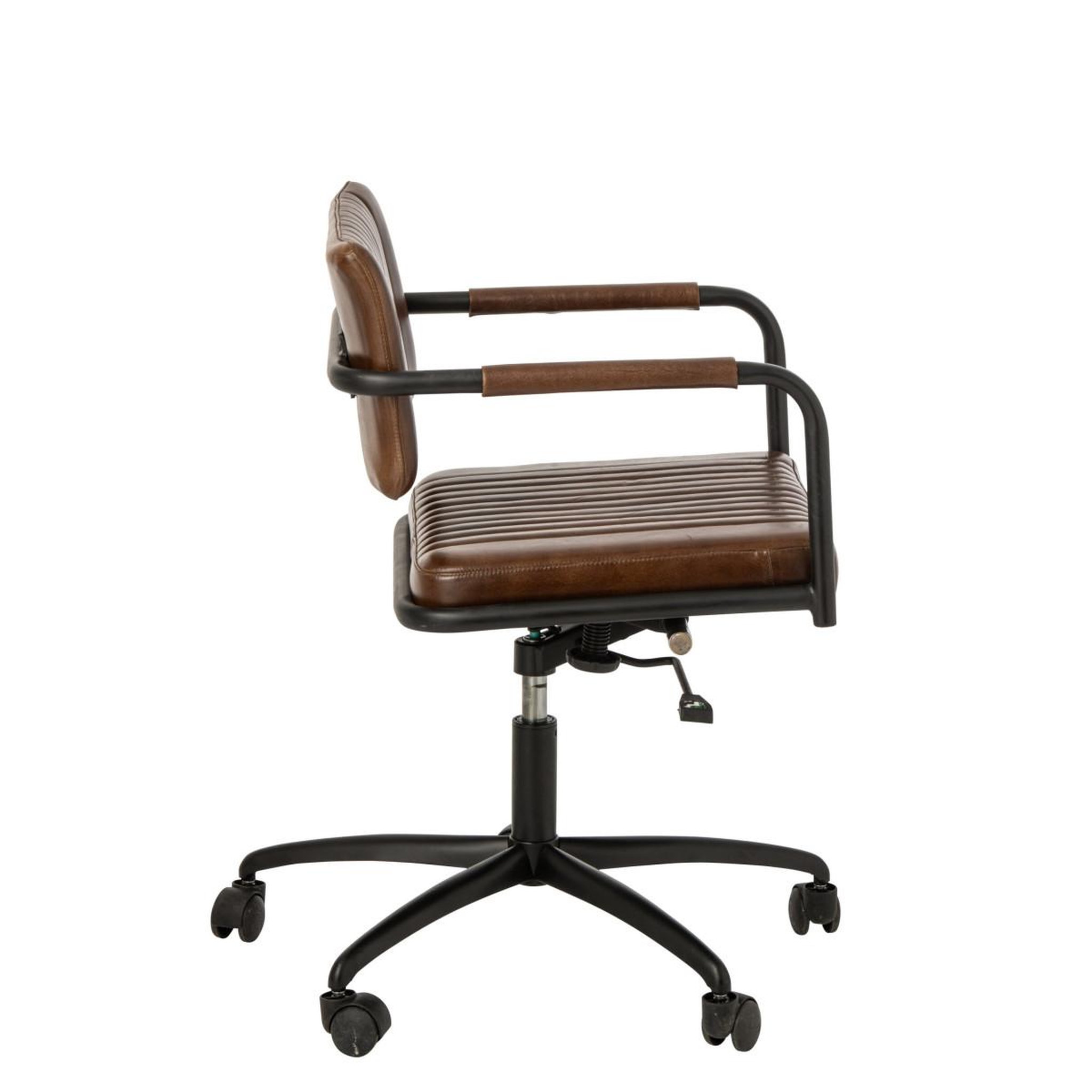 Voir la diapositive 3 : J-LINE Chaise de bureau en cuir  austin  82cm marron