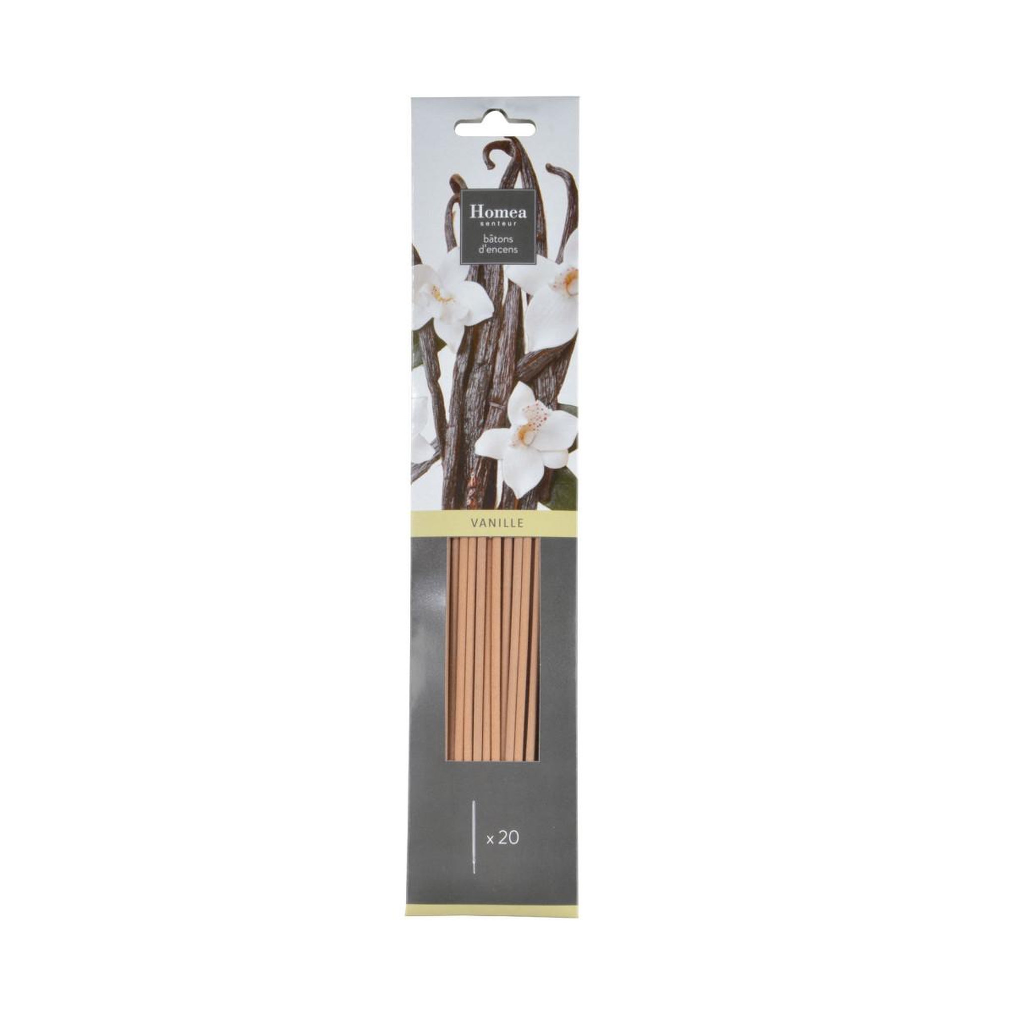 Voir la diapositive 2 : HOMEA Lot de 20 bâtons d'encens  essentiel ii  25cm vanille