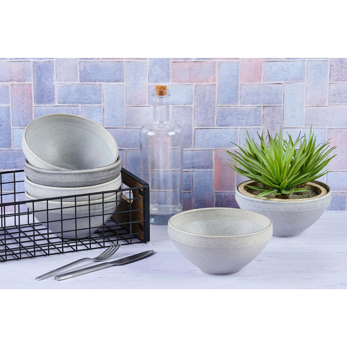 BJORN Bol STONE Ø17,5cm - 6 pièces - Gris lune