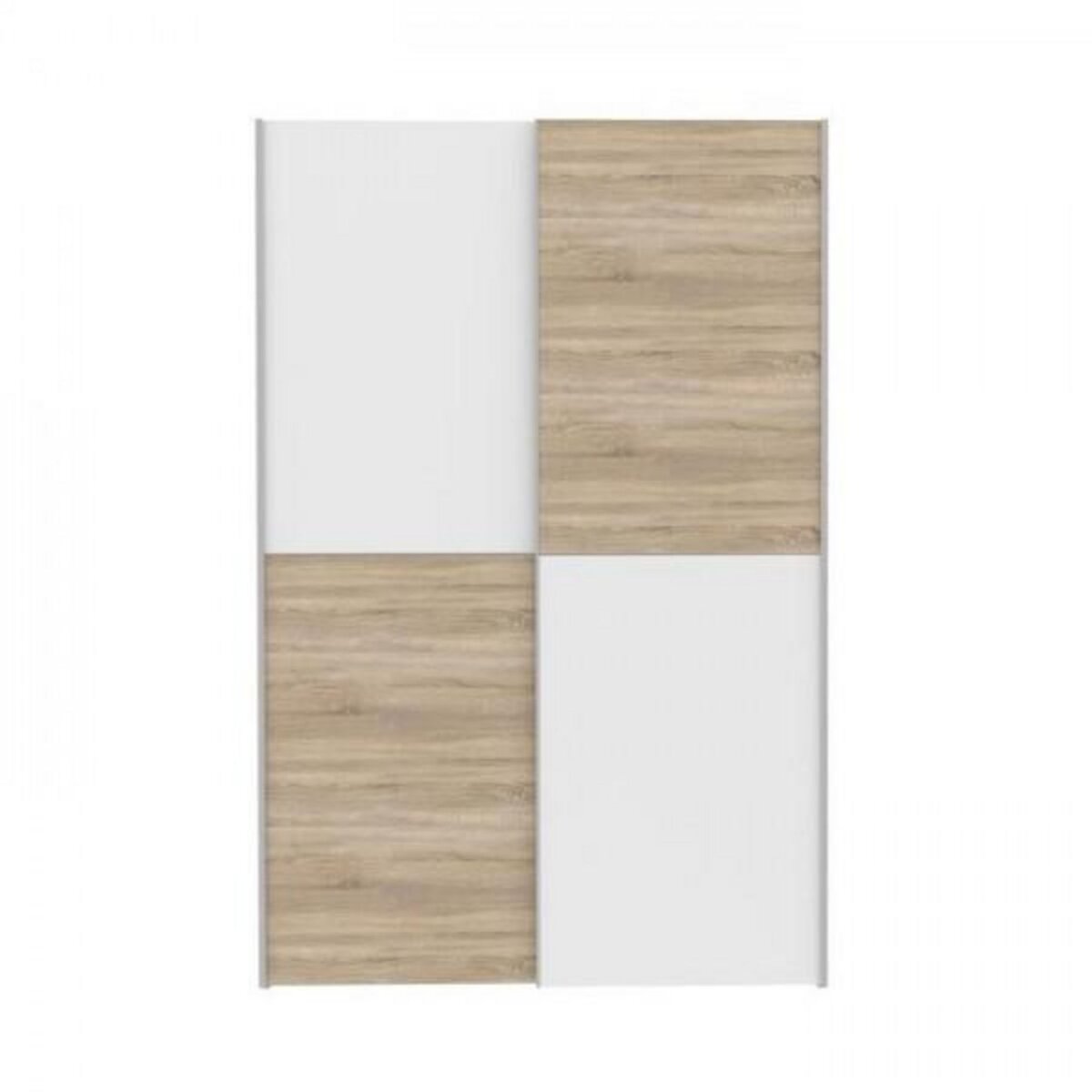 MARKET24 Armoire 2 portes coulissantes - Panneaux de particules - Blanc mat et décor chene - L 120 x P 61,2 x H 190,5 cm - OZZULA