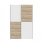 Voir la diapositive 2 : MARKET24 Armoire 2 portes coulissantes - Panneaux de particules - Blanc mat et décor chene - L 120 x P 61,2 x H 190,5 cm - OZZULA