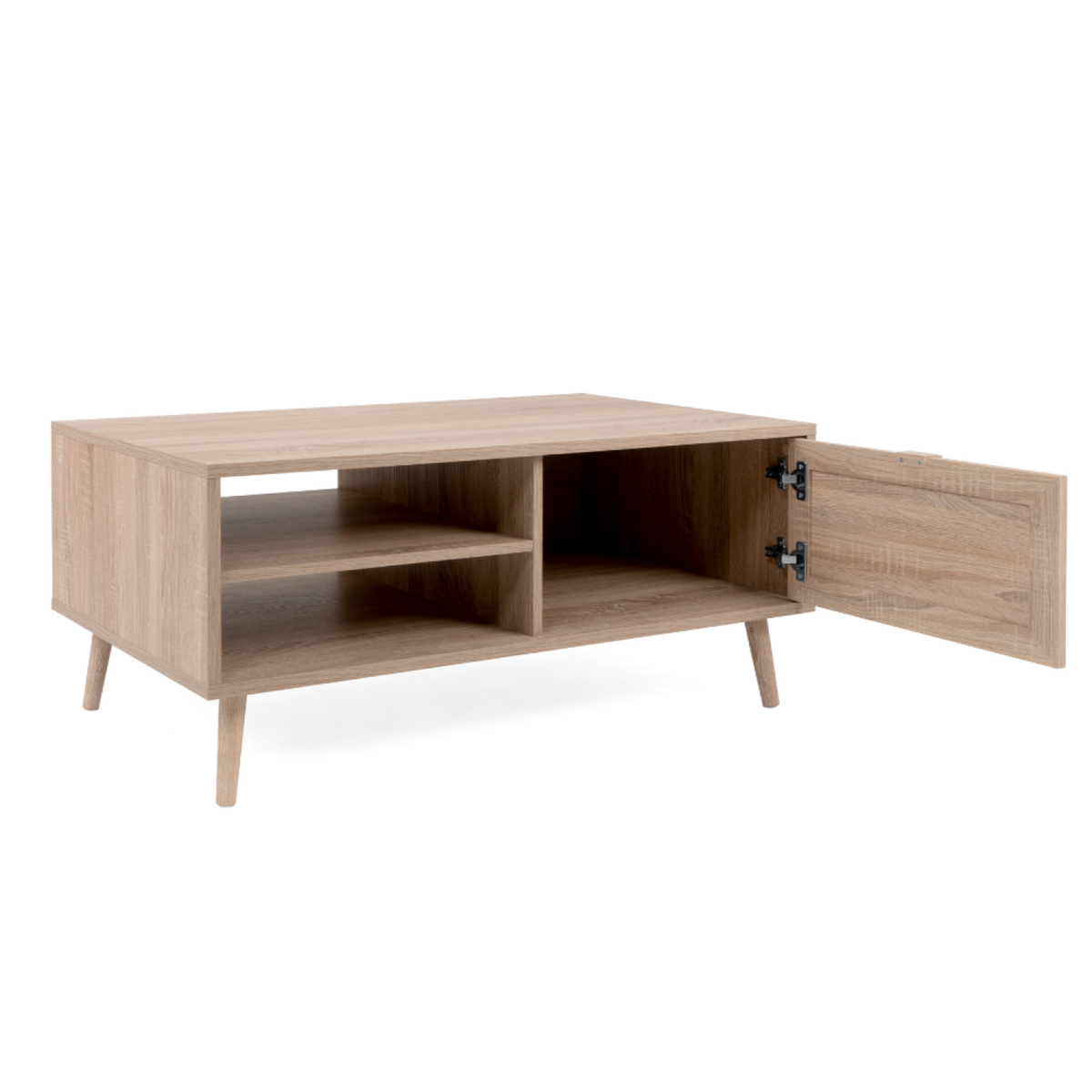 CONCEPT USINE Table basse en bois avec rangement effet cannage TIVAT
